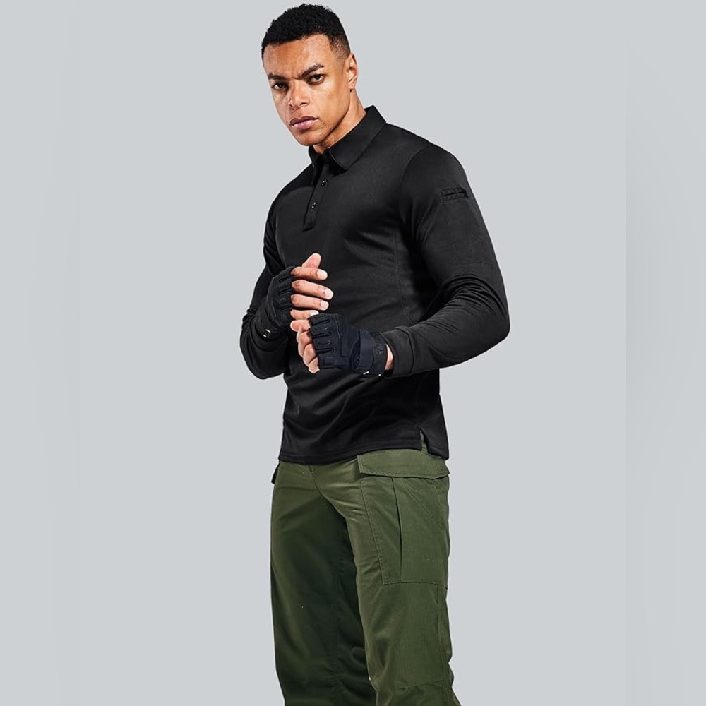 Men’s Meir Polo Outdoor Performance Tactical Long Sleeve Pique Shirt - EUC